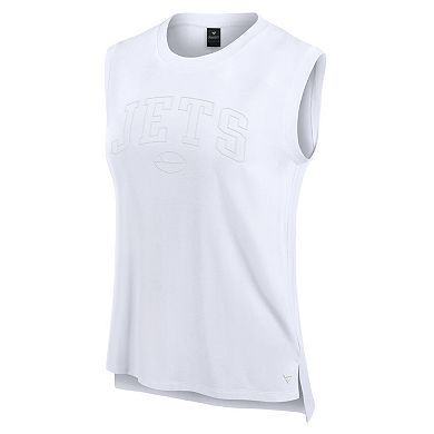 Women's Fanatics White New York Jets Studio Gym Tank Top