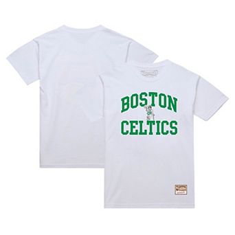 Men's Mitchell & Ness White Boston Celtics Hardwood Classics Vintage Warm Up T-Shirt