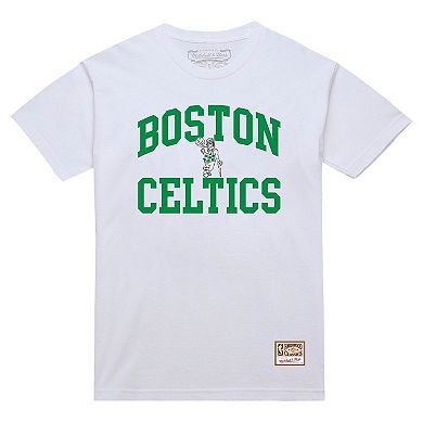 Men's Mitchell & Ness White Boston Celtics Hardwood Classics Vintage Warm Up T-Shirt