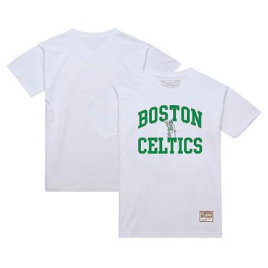 Men's Mitchell & Ness White Boston Celtics Hardwood Classics Vintage Warm Up T-Shirt