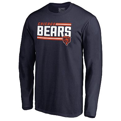 Men's NFL Pro Line Navy Chicago Bears Iconic Collection On Side Stripe Long Sleeve T-Shirt