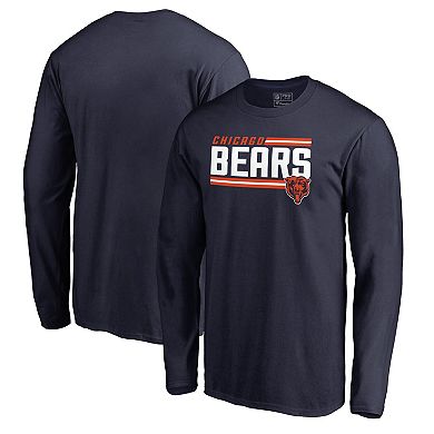 Men's NFL Pro Line Navy Chicago Bears Iconic Collection On Side Stripe Long Sleeve T-Shirt