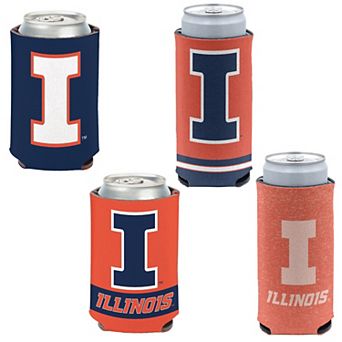 WinCraft Illinois Fighting Illini 4-Pack 12oz. Can & Slim Can Cooler Set