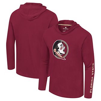 Men's Colosseum Garnet Florida State Seminoles Logo Lockup Active Blend Long Sleeve T-Shirt Hoodie