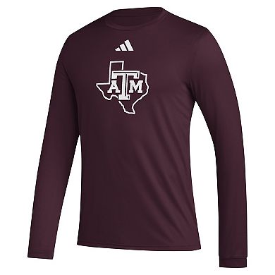 Men's adidas Maroon Texas A&M Aggies Primary Locker Logo Pre-Game Long Sleeve T-Shirt