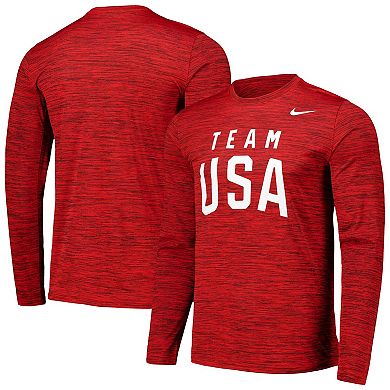 Men's Nike Red Team USA Velocity Performance Long Sleeve T-Shirt