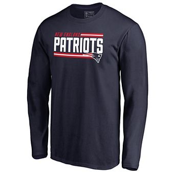 Men's NFL Pro Line Navy New England Patriots Iconic Collection On Side Stripe Long Sleeve T-Shirt