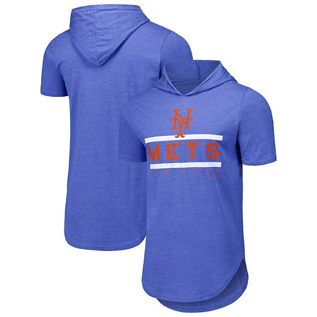 Men s Majestic Threads Royal New York Mets Tri Blend Hoodie T Shirt