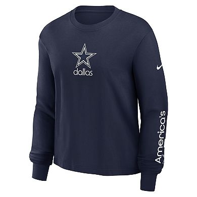 Women's Nike Navy Dallas Cowboys Boxy Long Sleeve T-Shirt