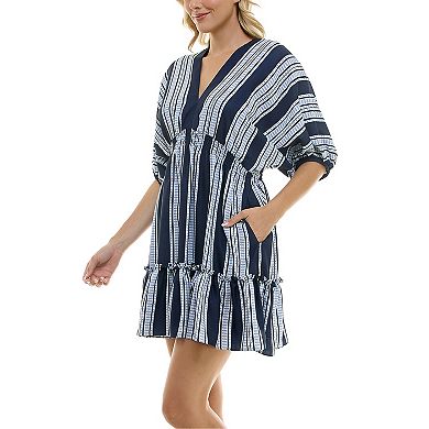 Women's Taylor Dolman Sleeve Ruffle Hem Loose Fit Mini Dress