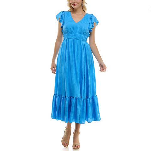 Женские платья Taylor Women's Taylor Flutter Sleeve Fit & Flare Maxi Dress