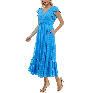Women's Taylor Flutter Sleeve Fit & Flare Maxi Dress