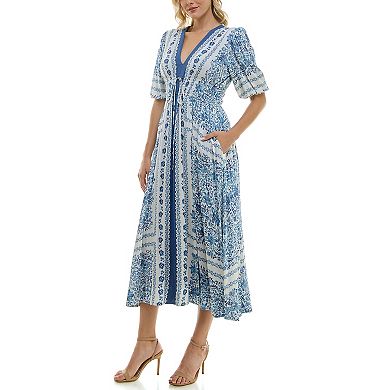 Women's Taylor Puff Sleeve Fit & Flare Maxi Dress
