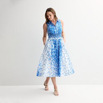 Women's Taylor Sleeveless Fit & Flare Midi Shirt Dress