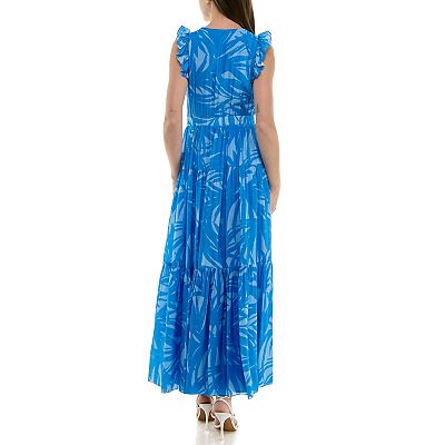 aqua flutter sleeve tiered maxi dress Sam & Jess Maxi Dress - Aqua