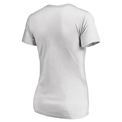 Women's White Auburn Tigers Floral Arched V-Neck T-Shirt