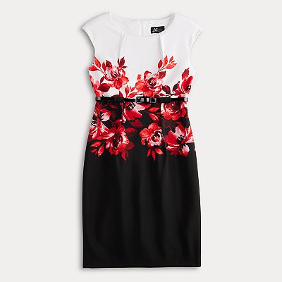 Women's Connected Apparel Crewneck Cap Sleeve Belted Bodycon Dress