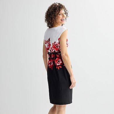 Women's Connected Apparel Crewneck Cap Sleeve Belted Bodycon Dress