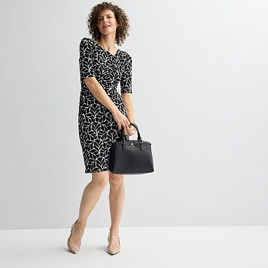 Women's Connected Apparel Asymmetrical Neck Elbow Sleeve Dress
