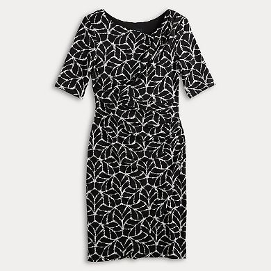 Women's Connected Apparel Asymmetrical Neck Elbow Sleeve Dress