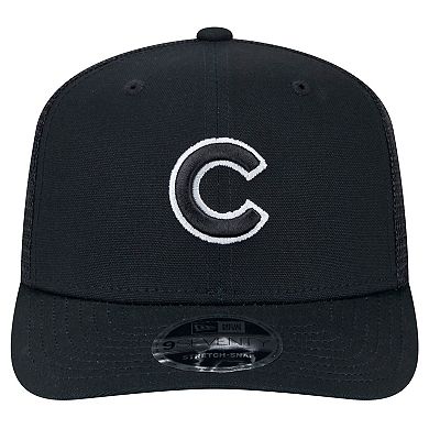 Men's New Era Black Chicago Cubs Canvas 9SEVENTY COOLERA Stretch-Snap Hat