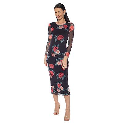 midi dress ruffles Miss Circle Women Eden Square Neck Ruffle Trim High Waist Midi Dress