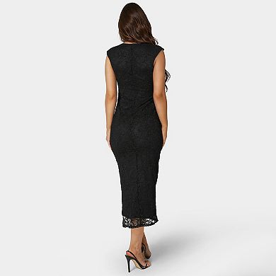 Women's bebe Cap Sleeve Square Neck Bodycon Maxi Dress