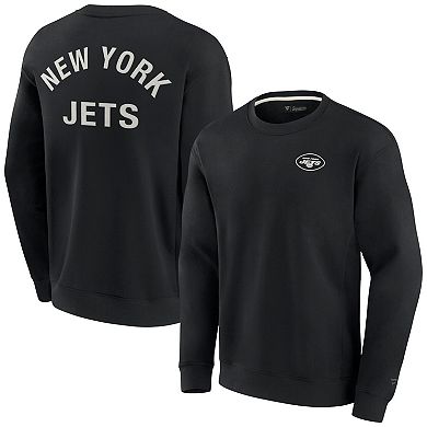 Unisex Fanatics Black New York Jets Super Soft Pullover Crew Sweatshirt