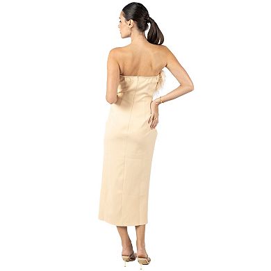 Diane Midi Feather Dress Beige