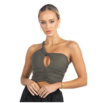 Belle Drapped Activewear Sportsbra In Dark Green