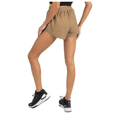 Chloe Romantic Scalloped Detailing Shorts In Soft Brown