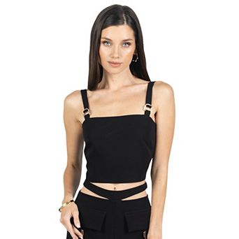 Kim Cropped Top With Buckles In Black
