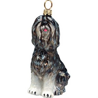 Joy To The World Polish Lowland Sheepdog Glass Christmas Ornament Made In Poland Dog Decoration