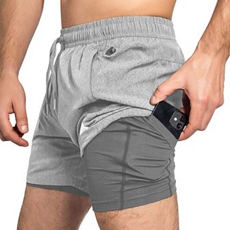 Zilpu Mens Quick Dry Athletic Performance Shorts with Zipper Pocket (5 inch)