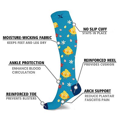 Bunny, Chicks And Pets Love Expressive Knee-high Compression Socks - 6 Pair