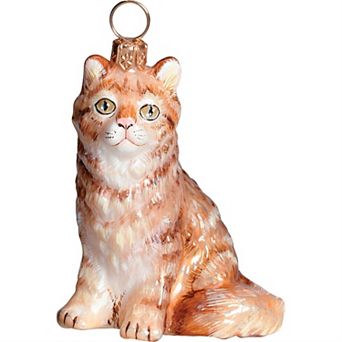 Joy To The World Red Cat Glass Polish Christmas Ornament Decoration Made In Poland