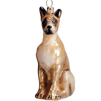 Joy To The World Fawn Great Dane Sitting Dog Polish Glass Christmas Tree Ornament Pet Decoration