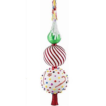 Joy To The World Glitterazzi Candy Theme Finial Polish Glass Christmas Tree Topper 16 Inch New
