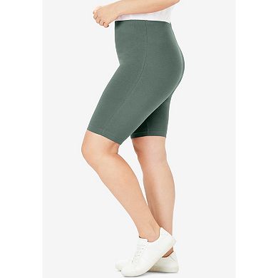 Woman Within Plus Size Stretch Cotton Bike Short