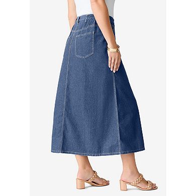 Roaman's Women's Plus Size Petite Plus Size Easy-Wear A-Line Skirt