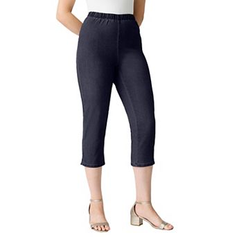 Roaman's Women's Plus Size Petite Plus Size Comfort Stretch Capri Jean