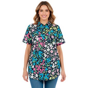Woman Within Plus Size Relaxed Fit Cotton Camp Shirt