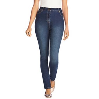 Woman Within Plus Size Tall Stretch-Denim Slim-Leg Five-Pocket Jeans