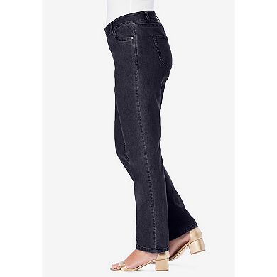 Roaman's Women's Plus Size 24/7 Stretch Straight Leg Jean