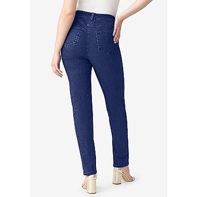 Roaman's Women's Plus Size Petite Plus Size Classic Stretch Straight Leg Jean