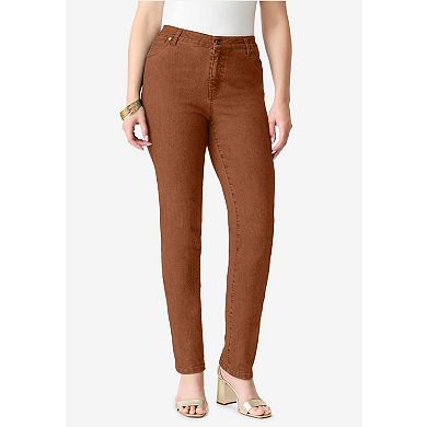 Roaman's Women's Plus Size Petite Plus Size 24/7 Stretch Straight Leg Jean