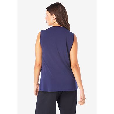 Roaman's Women's Plus Size Ultrasmooth Fabric V Neck Tank