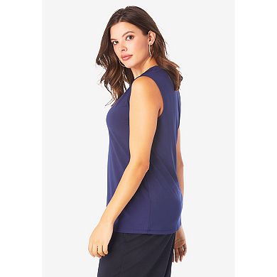 Roaman's Women's Plus Size Ultrasmooth Fabric V Neck Tank
