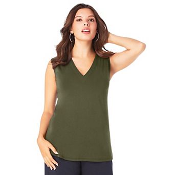 Roaman's Women's Plus Size Ultrasmooth Fabric V Neck Tank