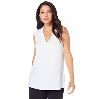 Roaman's Women's Plus Size Ultrasmooth Fabric V Neck Tank